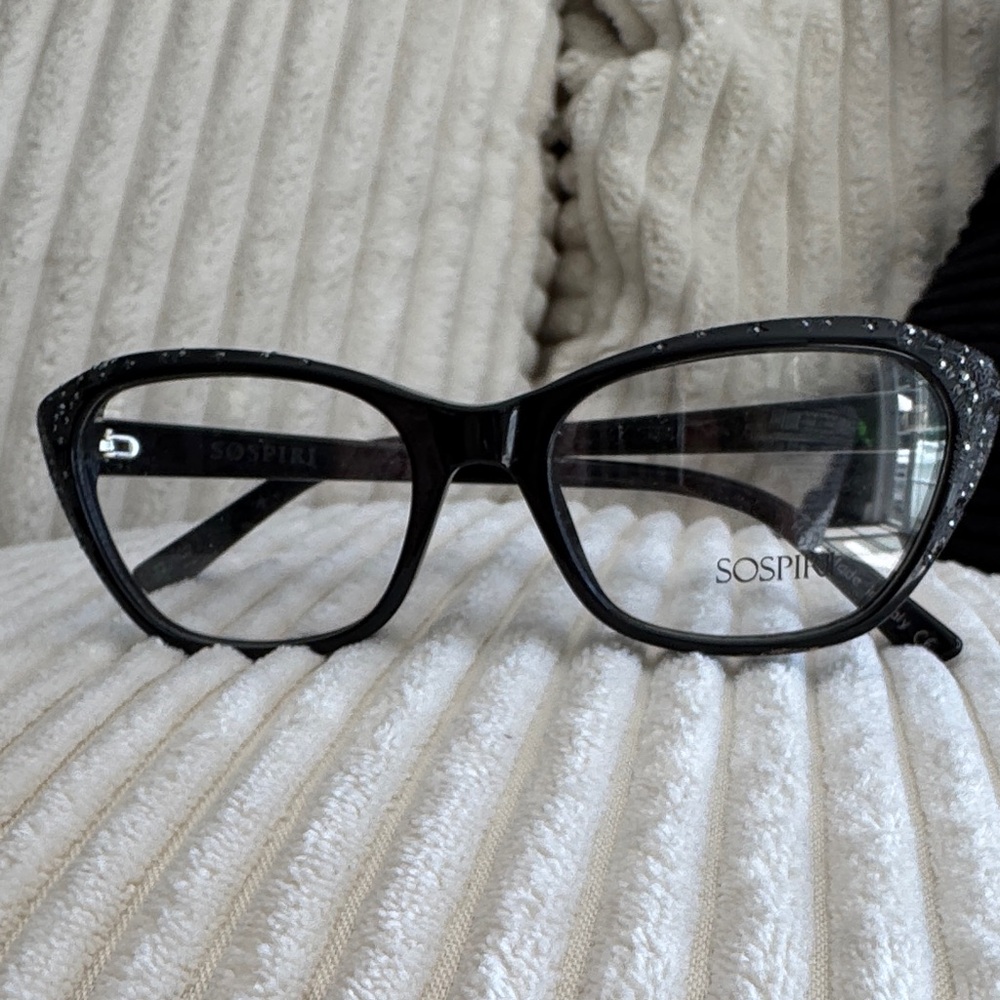 Black Sparkle Cat-Eye Glasses